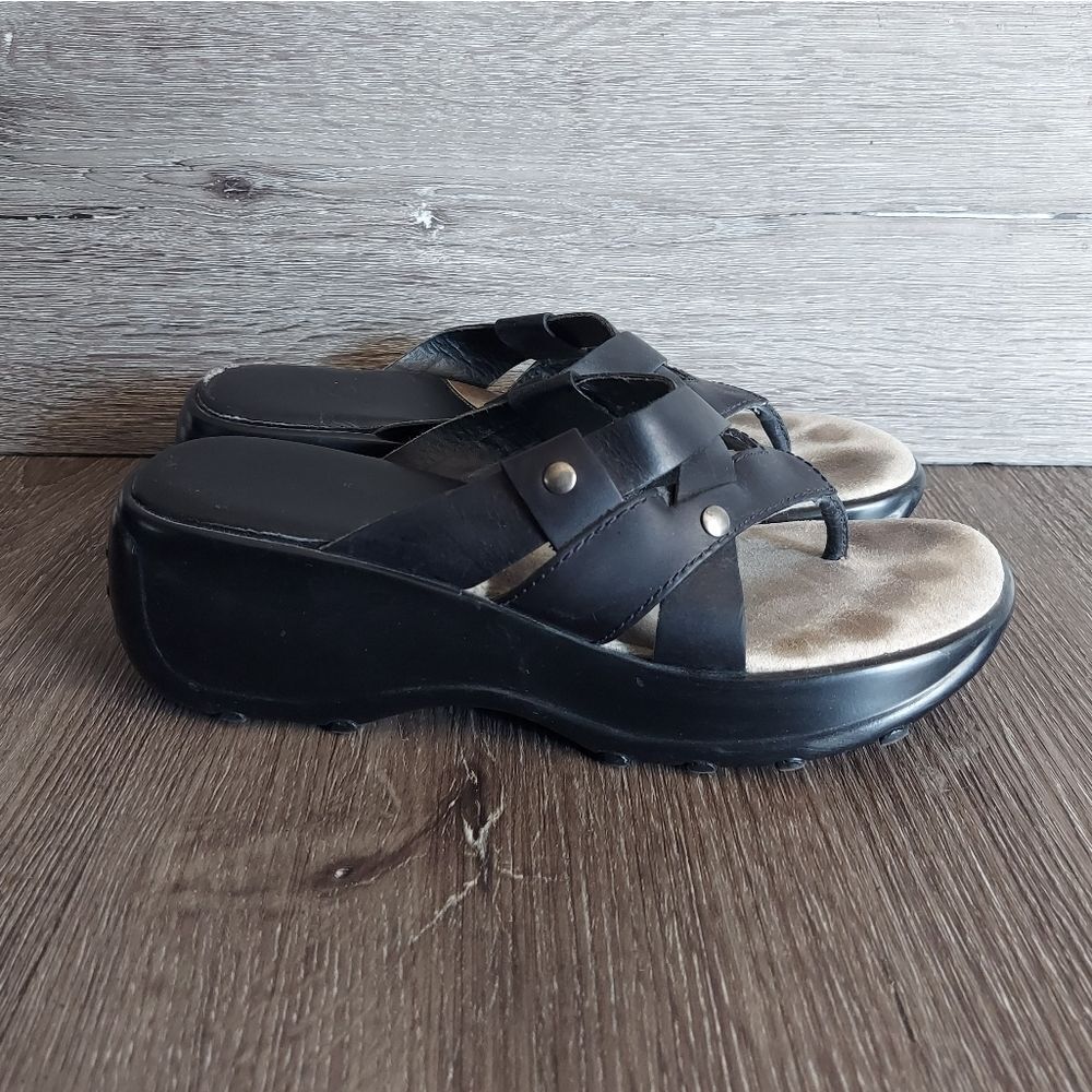 MIA Vintage 90s Black Leather Chunky Platform Sandals Size 7.5